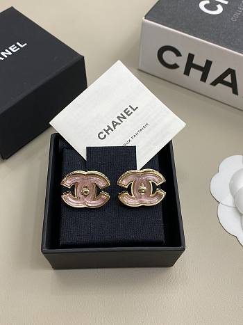 Chanel Stud Earrings Metal & Resin Gold & Pearly Pink