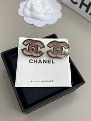 Chanel Stud Earrings Metal & Resin Gold & Pearly Pink - 2