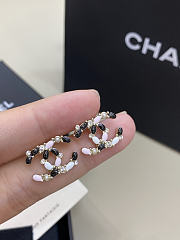 Chanel Earrings Rhinestone Enamel Gold Double C Stud - 6