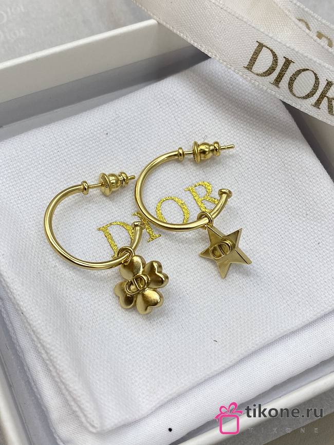 Lucky Dior Hoop Earrings Gold Finish Metal  - 1
