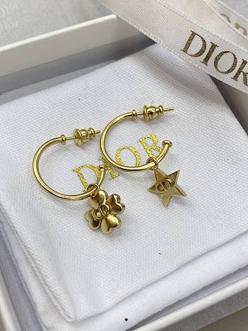 Lucky Dior Hoop Earrings Gold Finish Metal 
