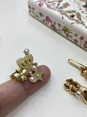 Lucky Dior Ring Gold Finish Metal and White Resin Pearls - 4