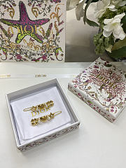 Lucky Dior Set of Barrettes Gold-Finish Metal and White  - 6