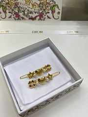 Lucky Dior Set of Barrettes Gold-Finish Metal and White  - 5