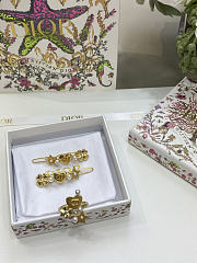 Lucky Dior Set of Barrettes Gold-Finish Metal and White  - 2