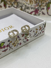 Dior Tribales Earrings Pale Gold Finish Metal, White Resin Pearls and Silver Tone Crystals - 2