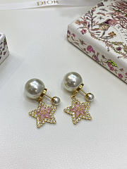 Dior Tribales Earrings Gold Finish Metal White Resin Pearls Silver Tone Crystals and Macaron Pink Glass - 1