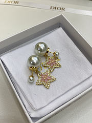 Dior Tribales Earrings Gold Finish Metal White Resin Pearls Silver Tone Crystals and Macaron Pink Glass - 5