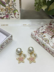 Dior Tribales Earrings Gold Finish Metal White Resin Pearls Silver Tone Crystals and Macaron Pink Glass - 4