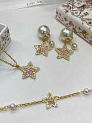 Dior Tribales Necklace Gold Finish Metal White Resin Pearls Silver Tone Crystals and Macaron Pink Glass - 3