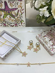 Dior Tribales Necklace Gold Finish Metal White Resin Pearls Silver Tone Crystals and Macaron Pink Glass - 2