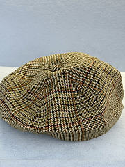 Miumiu Prince of Wales Checked Wool Hat in Brown - 4