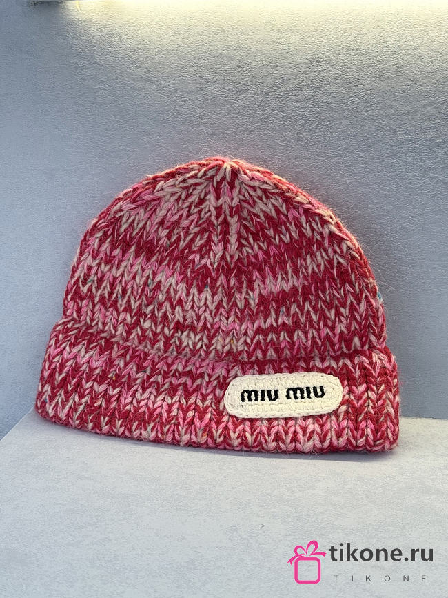Miumiu Wool Blend Knit Beanie Pink - 1
