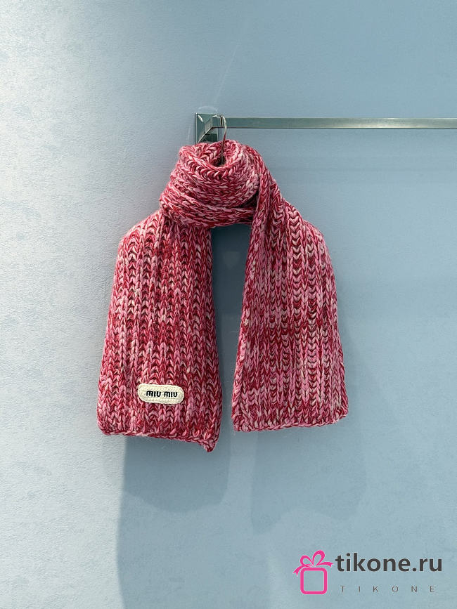 Miumiu Wool Blend Knit Scarf Pink - 1