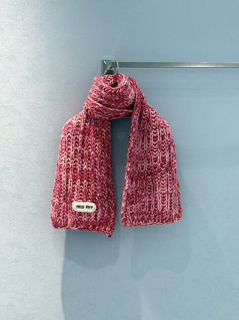 Miumiu Wool Blend Knit Scarf Pink