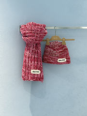Miumiu Combo Scarf/Beanie Wool Blend Knit Pink - 1
