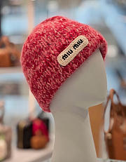 Miumiu Combo Scarf/Beanie Wool Blend Knit Pink - 2