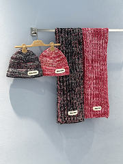 Miumiu Combo Scarf/Beanie Wool Blend Knit Pink - 4
