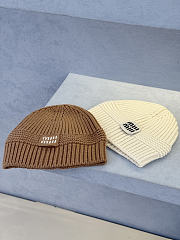 Miumiu Wool And Cashmere Beanie White/ Camel Brown - 2