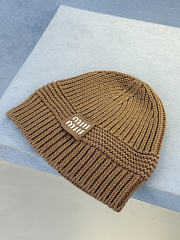 Miumiu Wool And Cashmere Beanie White/ Camel Brown - 4