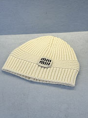 Miumiu Wool And Cashmere Beanie White/ Camel Brown - 5