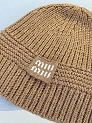 Miumiu Wool And Cashmere Beanie White/ Camel Brown - 6
