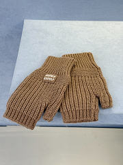 Miumiu Combo Beanie/Gloves Wool And Cashmere Camel Brown - 6
