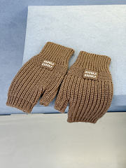 Miumiu Combo Gloves Wool And Cashmere Camel Brown - 1