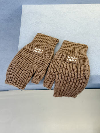 Miumiu Combo Gloves Wool And Cashmere Camel Brown