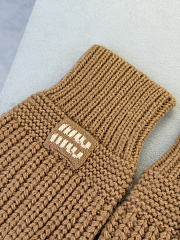 Miumiu Combo Gloves Wool And Cashmere Camel Brown - 4