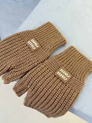 Miumiu Combo Gloves Wool And Cashmere Camel Brown - 2