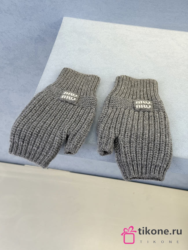 Miumiu Combo Gloves Wool And Cashmere Gray - 1