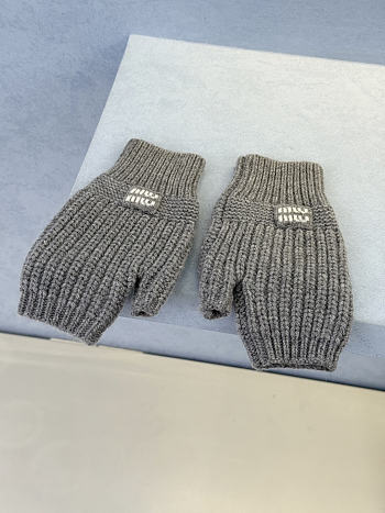 Miumiu Combo Gloves Wool And Cashmere Gray