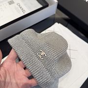 Chanel Metallic Trim Knit Beanie Gray - 5