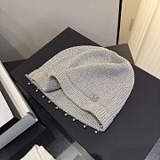 Chanel Metallic Trim Knit Beanie Gray - 4