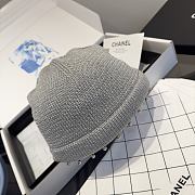 Chanel Metallic Trim Knit Beanie Gray - 3
