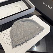 Chanel Metallic Trim Knit Beanie Gray - 2