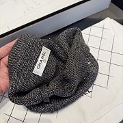 Chanel Metallic Trim Knit Beanie Dark Gray - 2