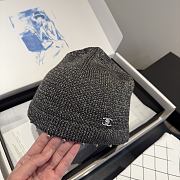 Chanel Metallic Trim Knit Beanie Dark Gray - 3