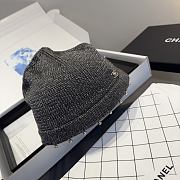 Chanel Metallic Trim Knit Beanie Dark Gray - 4