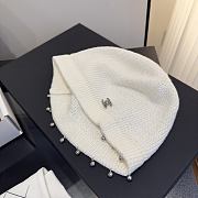 Chanel Metallic Trim Knit Beanie White - 2