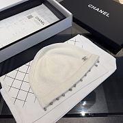 Chanel Metallic Trim Knit Beanie White - 5