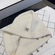 Chanel Metallic Trim Knit Beanie White - 6