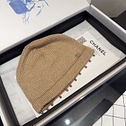 Chanel Metallic Trim Knit Beanie Camel - 2
