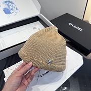 Chanel Metallic Trim Knit Beanie Camel - 1
