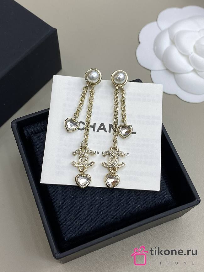 Chanel Heart Tassel Double C Earrings - 1