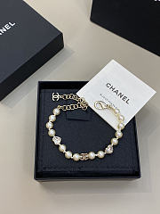  Chanel Heart Pearl Bracelet Heart Shaped Zircon Crystal With Gold Tone Pearls - 5