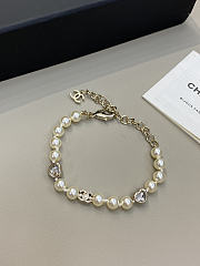  Chanel Heart Pearl Bracelet Heart Shaped Zircon Crystal With Gold Tone Pearls - 1