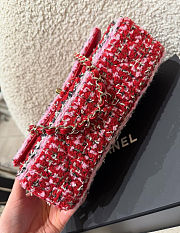 Chanel Small Classic Handbag Tweed & Gold Metal Red Pink & Black - 23x14.5x6cm - 2