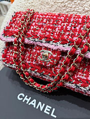 Chanel Small Classic Handbag Tweed & Gold Metal Red Pink & Black - 23x14.5x6cm - 5